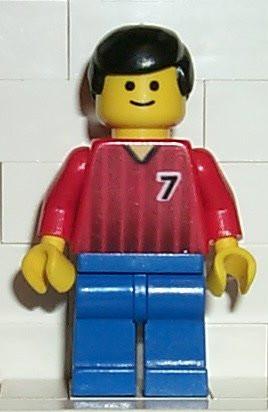 LEGO Minifigure-Soccer Player Red/Blue Team with shirt #7-Sports / Soccer-SOC064-Creative Brick Builders